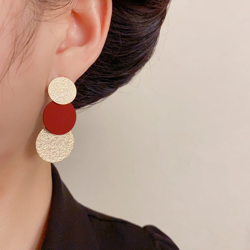 Luxury Matte Color-Block Disc Tassel Drop Earrings – Exaggerat Design