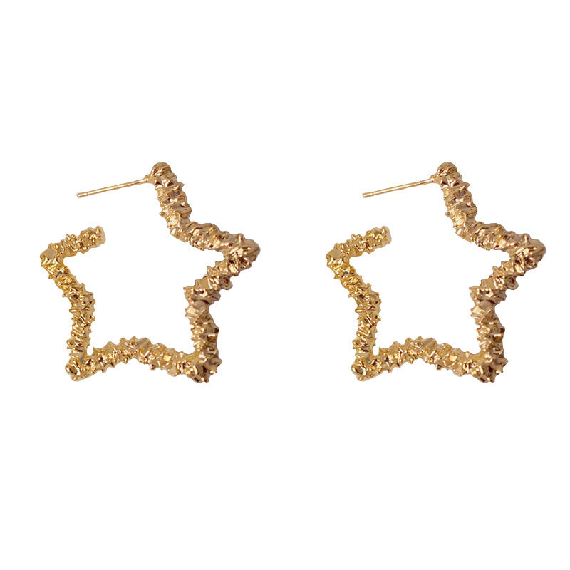 Elegant Metal Pentagram Star Hoop Earrings – Minimalist Design