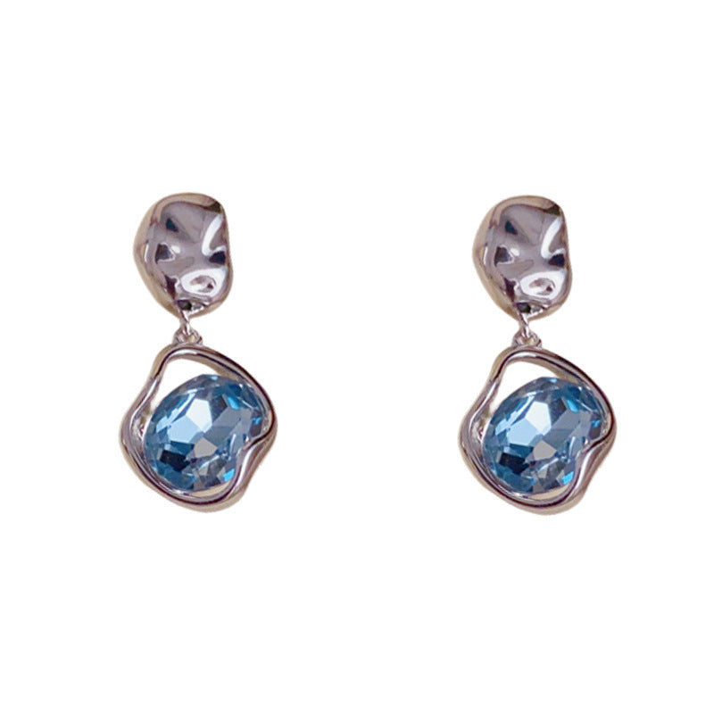 Luxury Metal Geometric Crystal Drop Earrings – Elegant Design