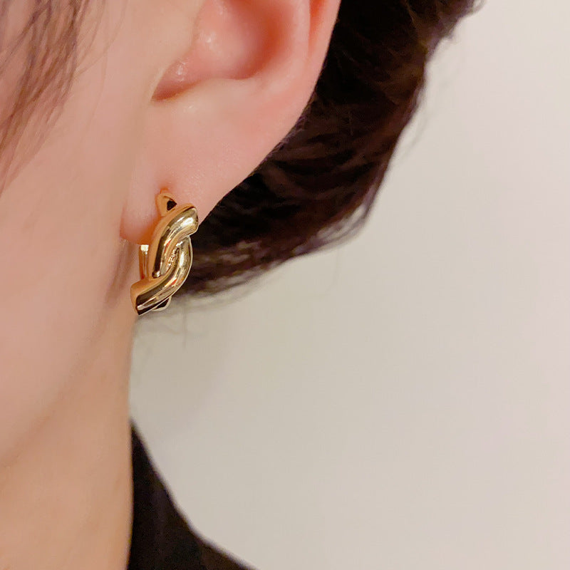 14K Gold-Plated Metal Knot Earrings - Modern Minimalist Design