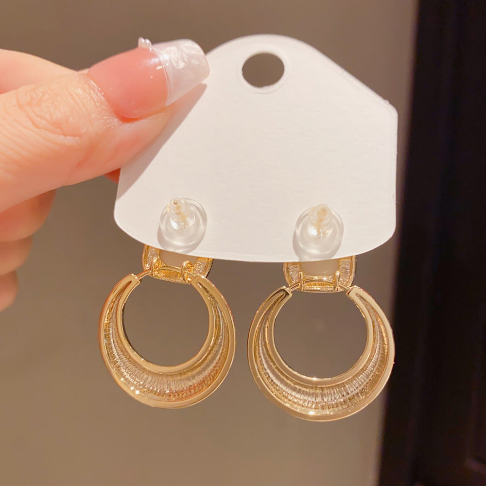 Eaioncol Square Pearl Red Circle Drop Earrings Gold
