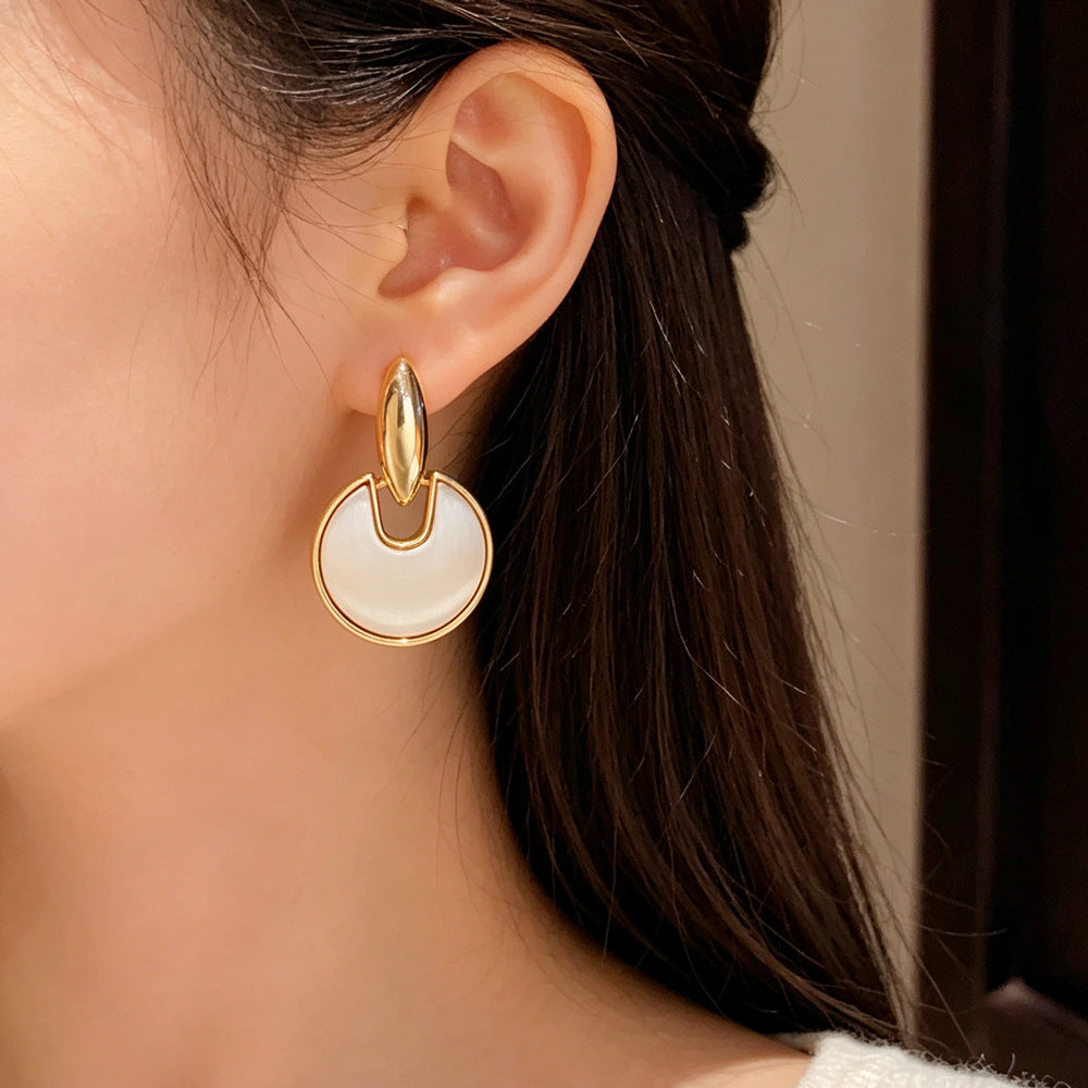 Eaioncol Two-Tone Circle Drop Earrings 14K Gold & Silver Plated