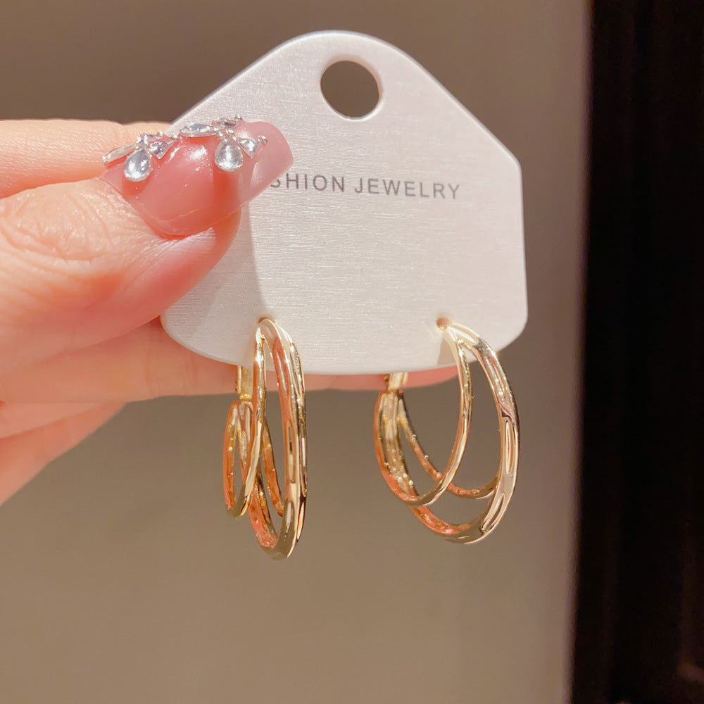 Eaioncol 3-Layer Circle Hoop Earrings 14K Gold & Silver Plated