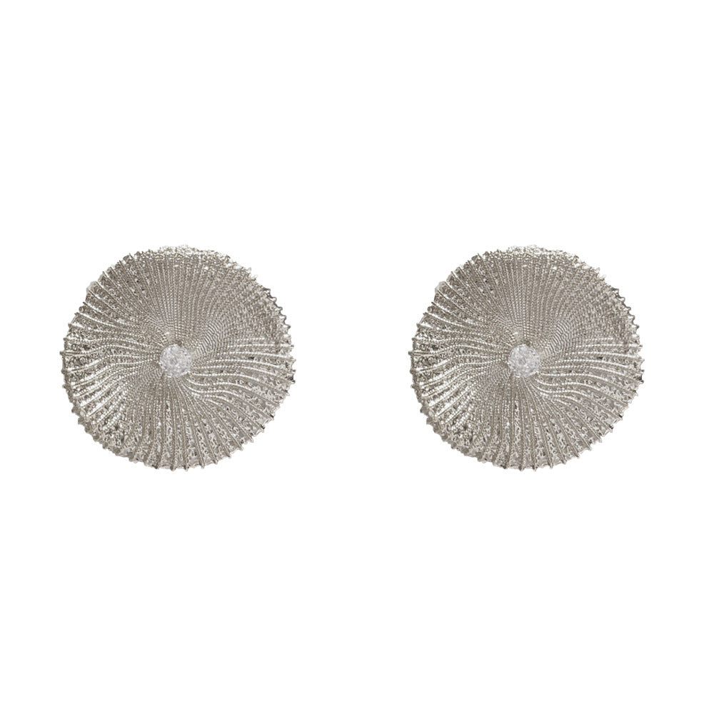 Eaioncol Wave Texture Circle Stud Earrings Gold Silver