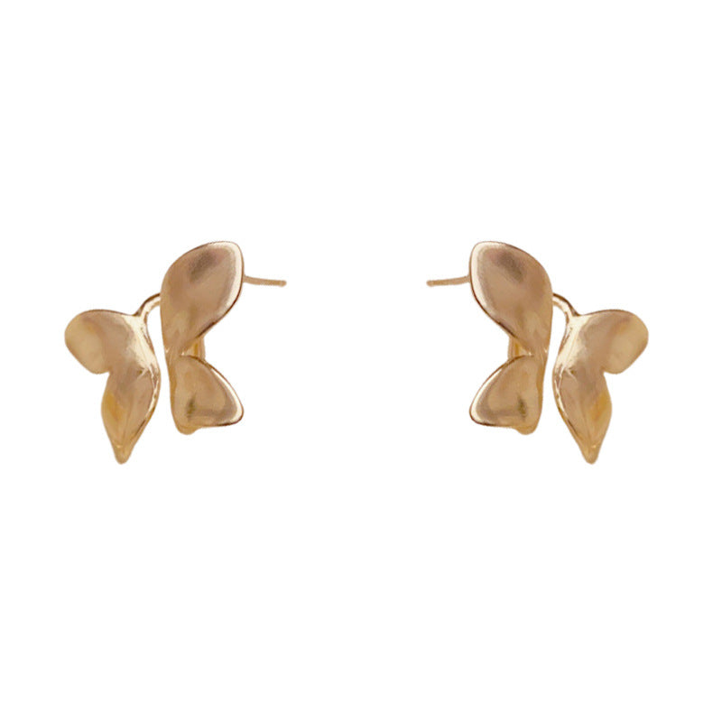 Luxury Brushed Metal Butterfly Stud Earrings – Elegant Design