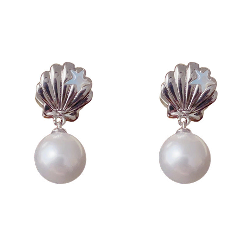 Luxury Starfish Shell Pearl Drop Earrings – Elegant Design