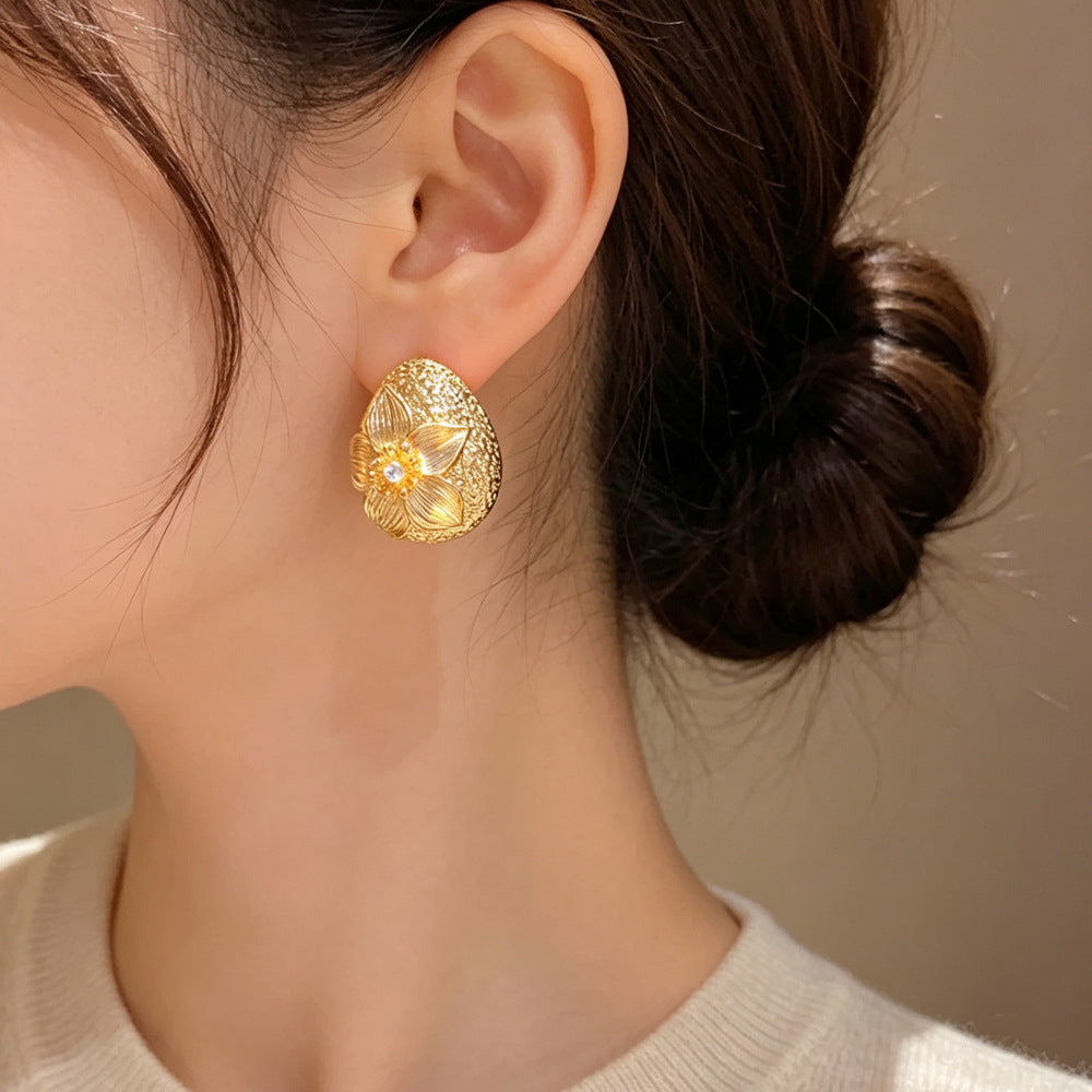 Eaioncol Floral Teardrop Earrings 18K Gold Plated