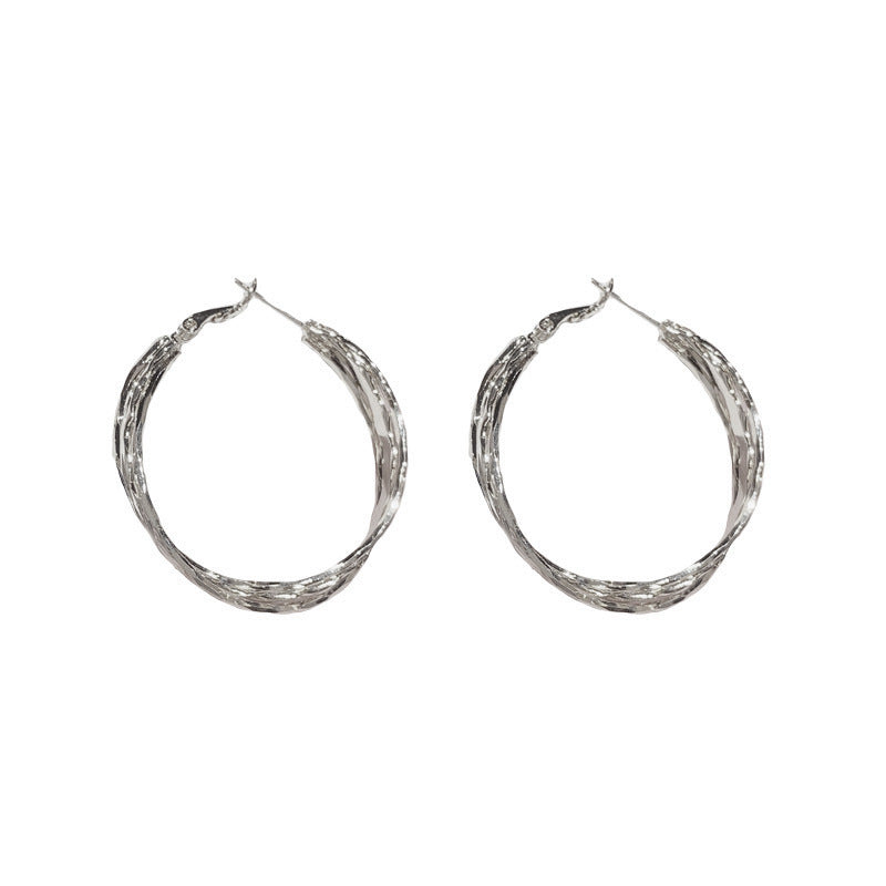 S925 Silver Stylish Minimalist Metal Twisted Hoop Earrings -Luxe Design