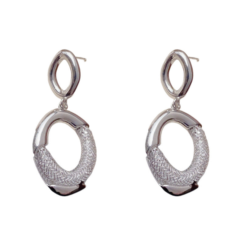 Elegant Metal Mesh Geometric Drop Earrings – Retro Design