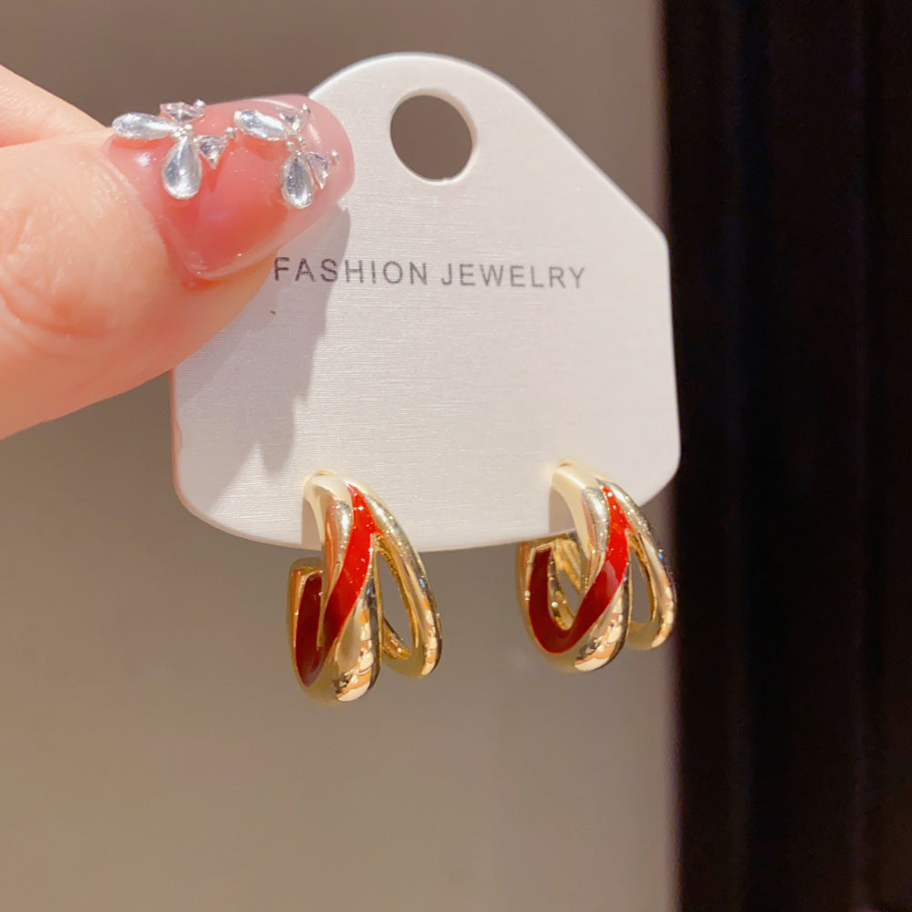 Eaioncol Double Layer Hoop Earrings Gold Silver