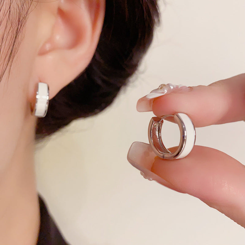 14K Gold Plated Drip Oil Round Hoop Earrings - Luxe Minimalist Design