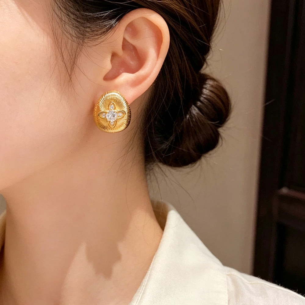 Eaioncol Four Leaf CZ Teardrop Earrings 18K Gold & Silver Plated