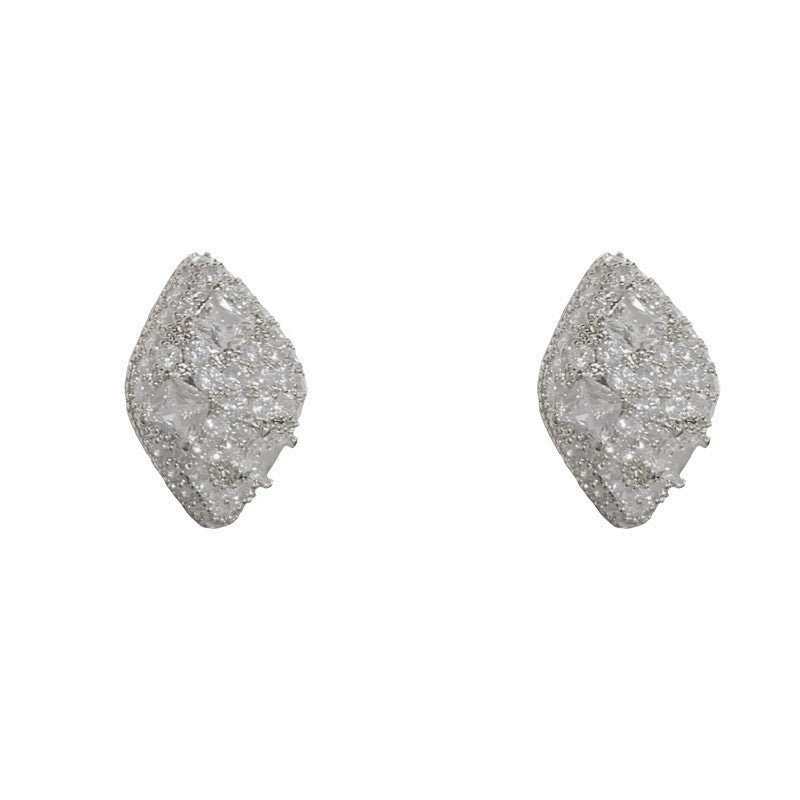 14K Gold Luxury Zircon Waterdrop Stud Earrings – Geometric Design