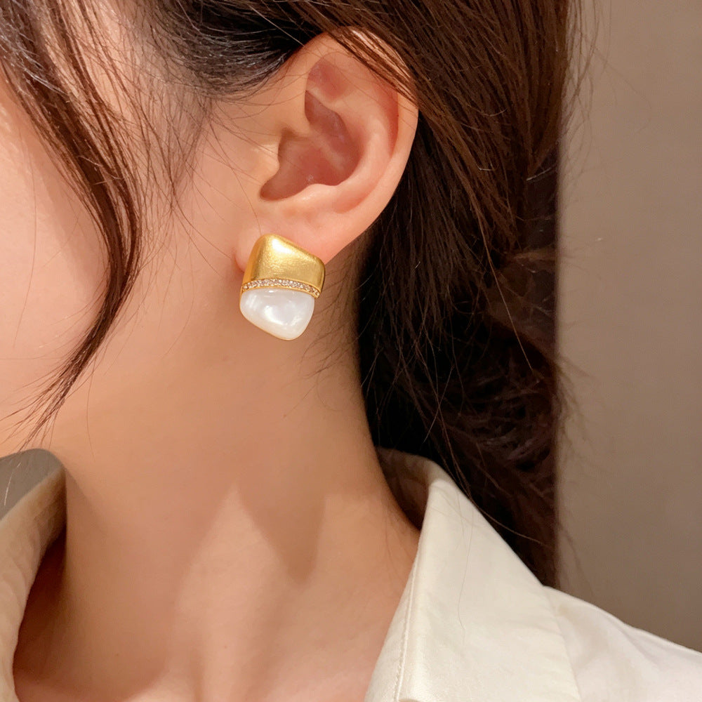 Eaioncol Brushed Rhombus Resin Studs 14K Gold & Silver Plated