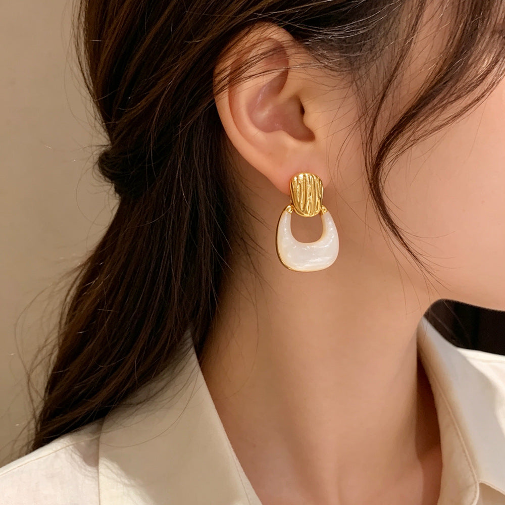 Eaioncol Geometric Resin Hoop Earrings 14K Gold Plated & Silver