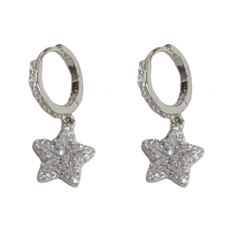 Gold Star Drop Earrings – Cubic Zirconia Minimalist Design for Women