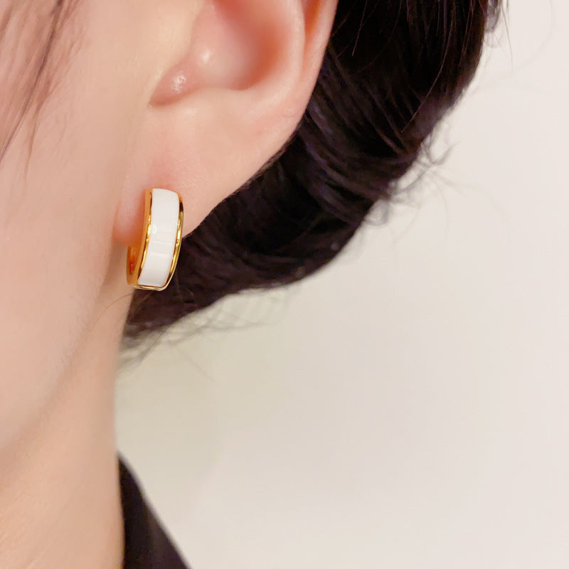 14K Gold Plated Drip Oil Round Hoop Earrings - Luxe Minimalist Design