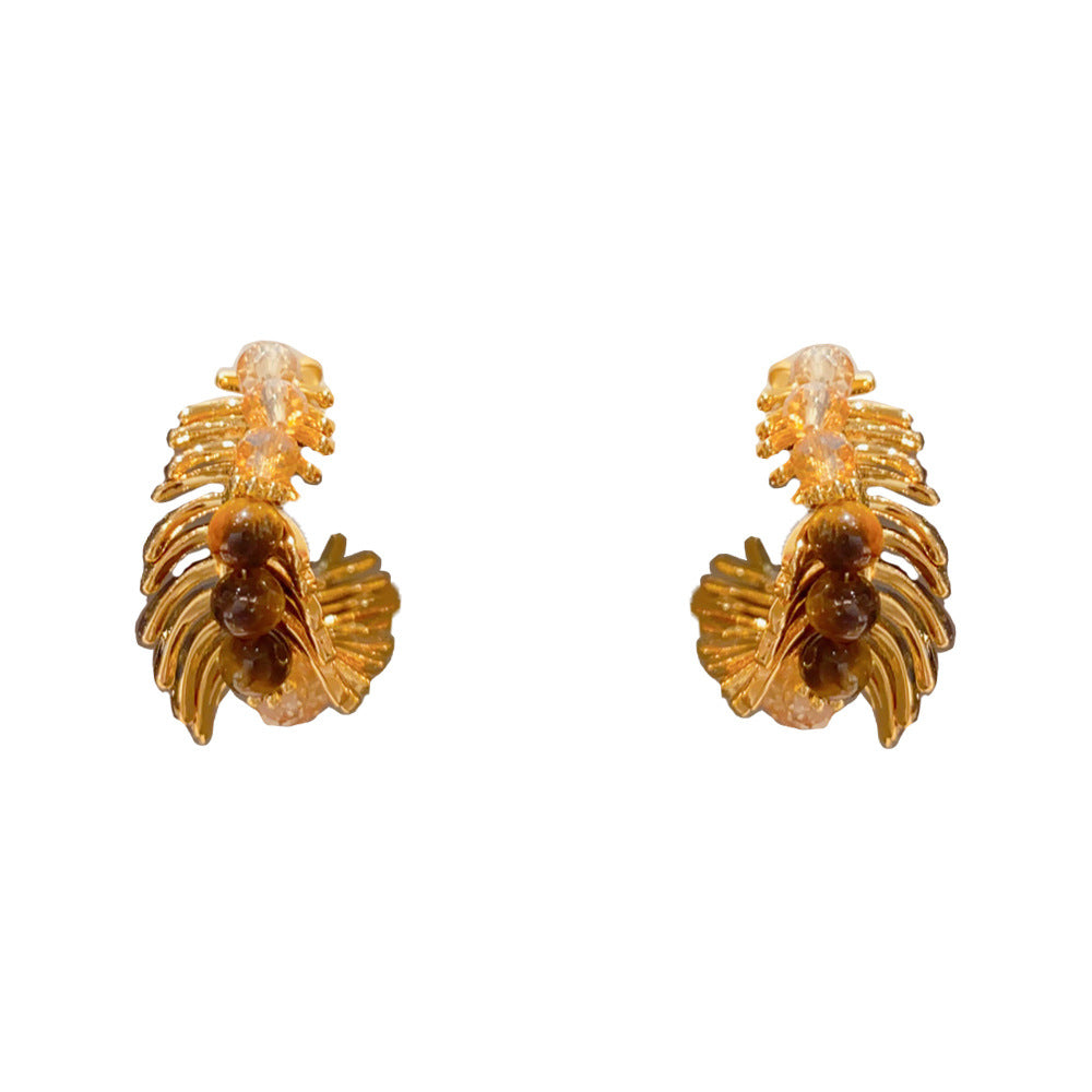 Eaioncol Leaf Hoop Earrings 18K Gold