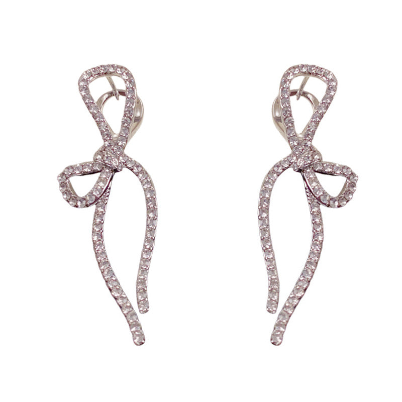 Luxury Full-Zircon Bow Long Tassel Ear Cuff – Ultra-Sparkle Design
