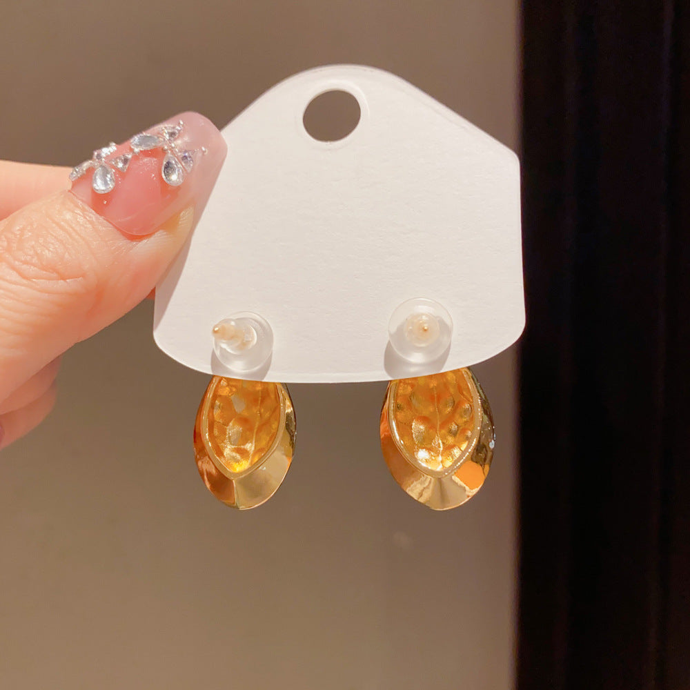 Eaioncol Textured Teardrop Stud Earrings 14K Gold Plated