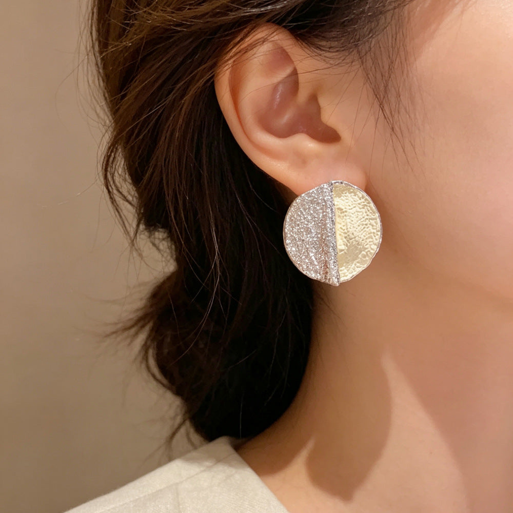 Eaioncol Two-Tone Irregular Silver Stud Earrings