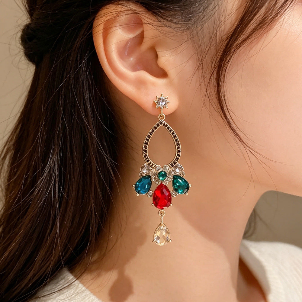 Eaioncol Retro Teardrop CZ Tassel Earrings 14K Gold Plated