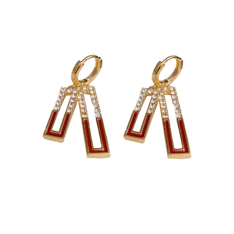 14k Gold Plated Elegant Geometric Zircon Drip Oil Earrings - Minimalist Design