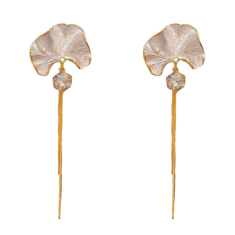 Elegant Fan-Shaped Square Zircon Tassel Drop Earrings – Fringe Design