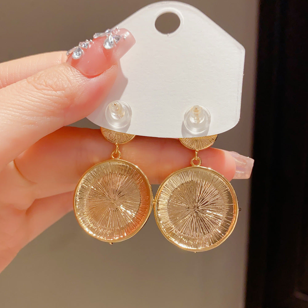 Eaioncol Colorful Mother of Pearl Circle Drop Earrings Gold