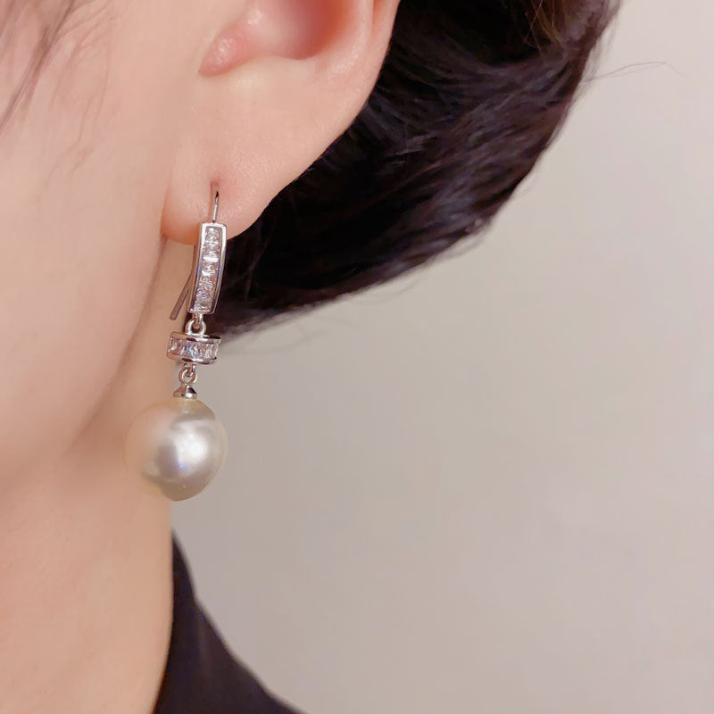 Elegant Zircon Pearl Ear Hooks Dorp Earrings – Minimalist Design