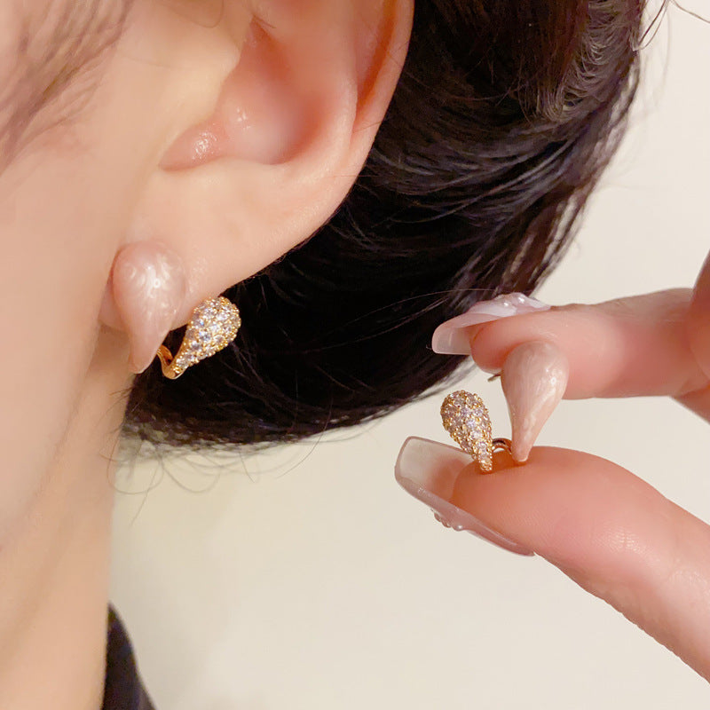 14K Gold Pink Zircon Double-Layer Stud Earrings – Elegant Chic Design
