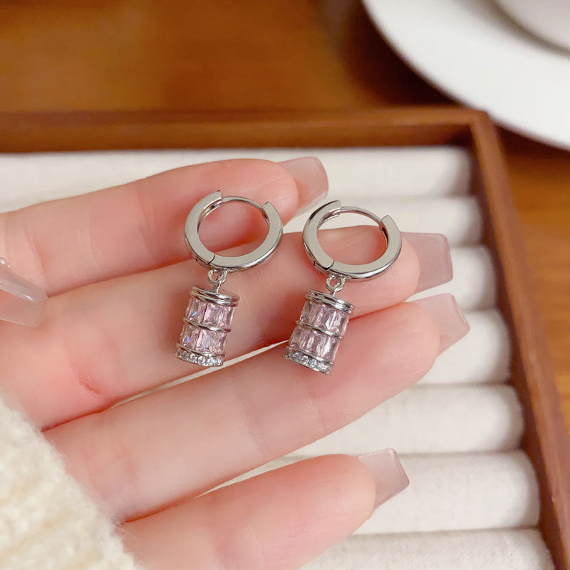 Elegant Pink Cylinder Stud Earrings – Minimalist Design