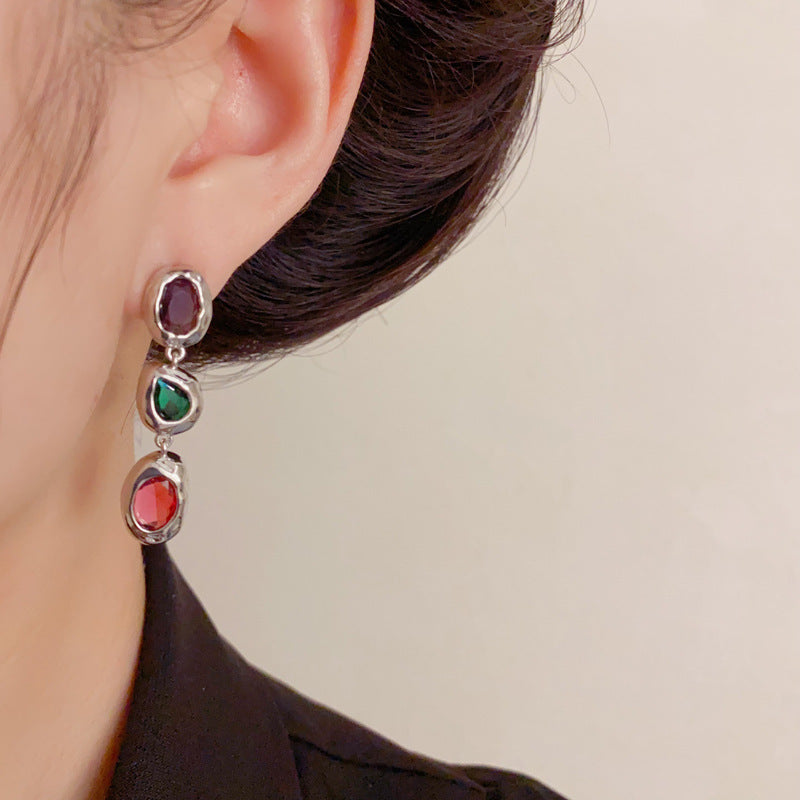 Elegant Irregular Colorful Tassel Earrings – Geometric Design