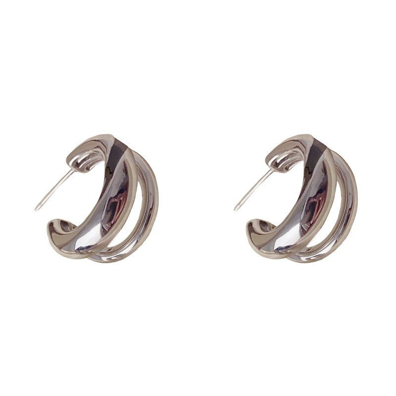 Eaioncol Double Layer Hoop Earrings Gold Silver