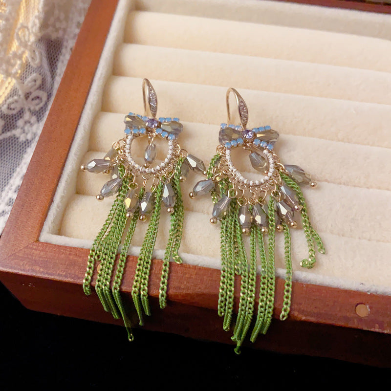 Luxury Handcrafted Bow Teardrop Tassel Drop Earrings – French Design