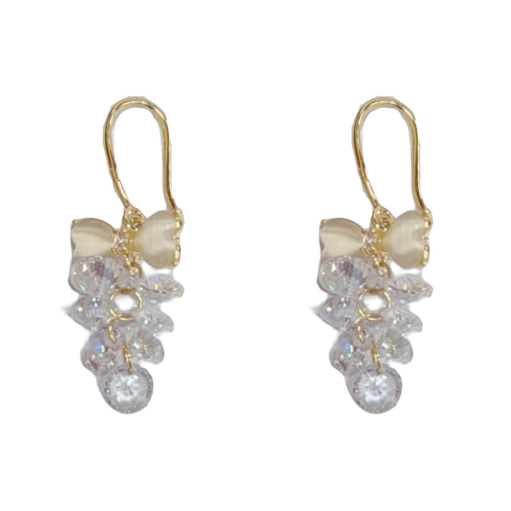 Eaioncol Cat Eye Bow Tassel Ear Hooks Gold Silver
