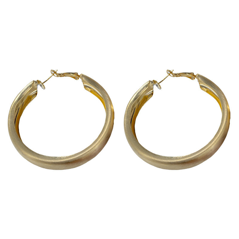 Luxury Wide Metal Geometric Hoop Earrings – Elegant Design