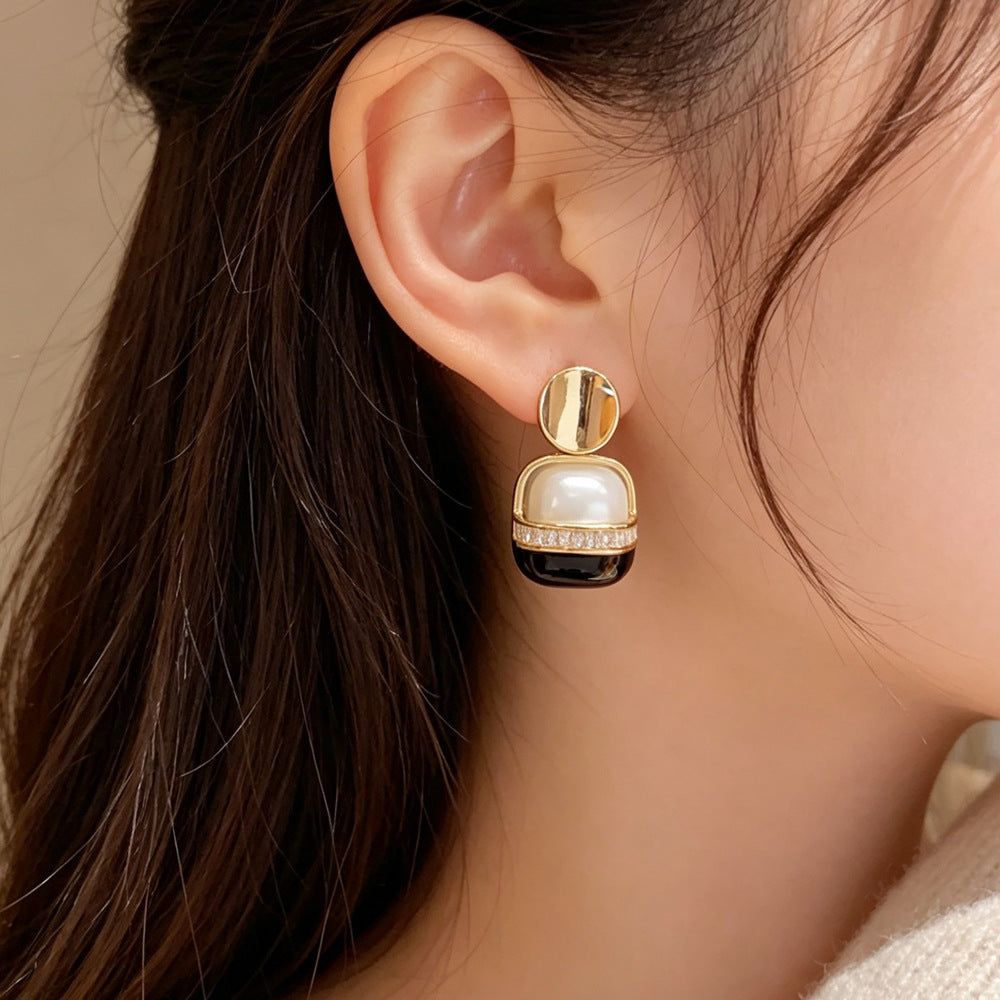 Eaioncol Enamel Square Drop Earrings 14K Gold Plated