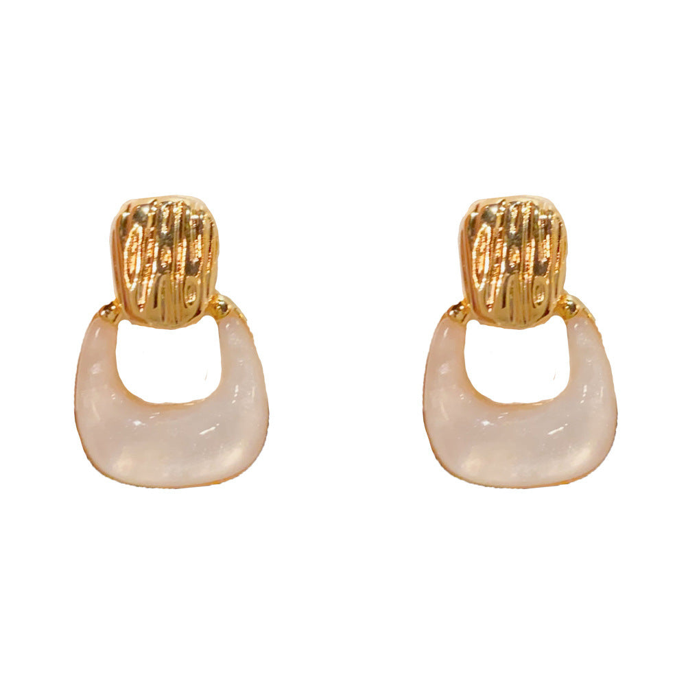 Eaioncol Geometric Resin Hoop Earrings 14K Gold Plated & Silver