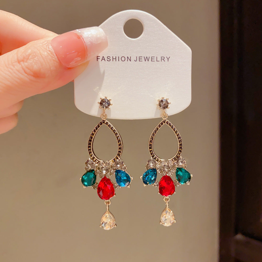 Eaioncol Retro Teardrop CZ Tassel Earrings 14K Gold Plated
