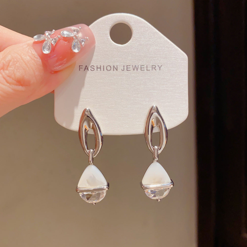 Eaioncol Geometric Mother of Pearl Drop Earrings Gold Silver