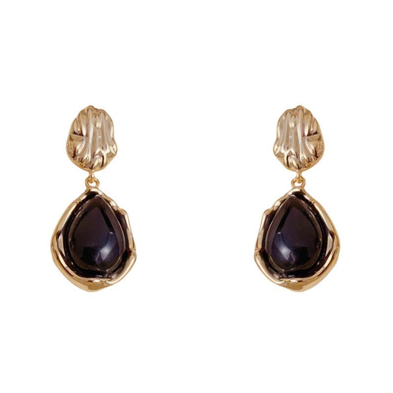 Eaioncol Irregular Metal Drop Earrings Black Purple