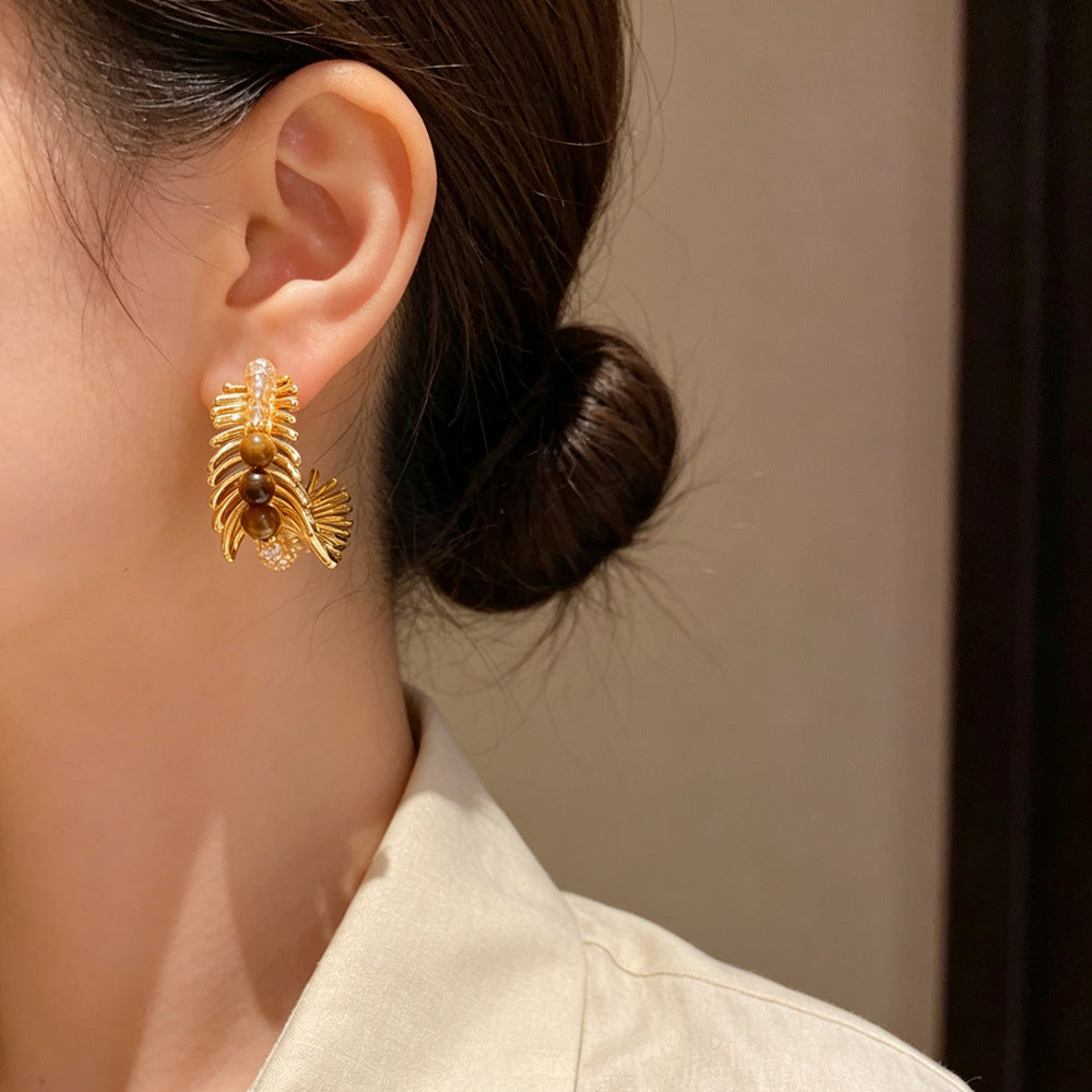 Eaioncol Leaf Hoop Earrings 18K Gold