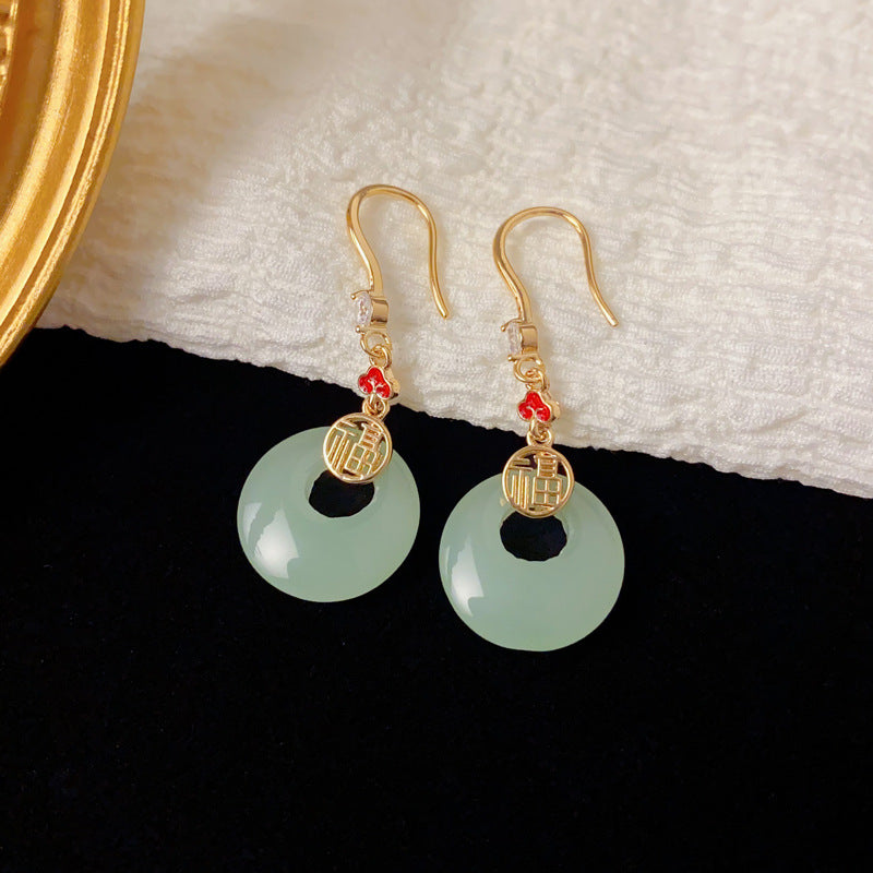 Luxury Long Tassel Drop Earrings – Auspicious Chinese Blessing Design