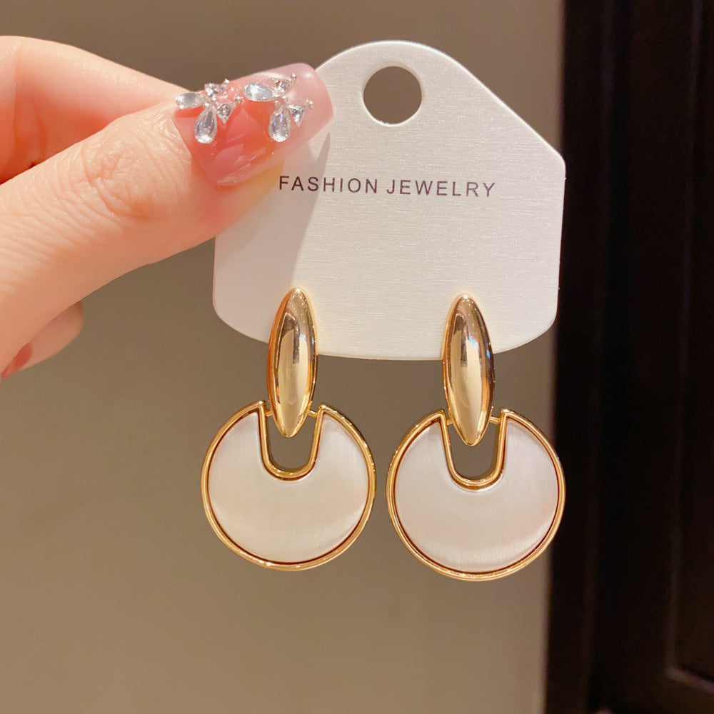 Eaioncol Two-Tone Circle Drop Earrings 14K Gold & Silver Plated