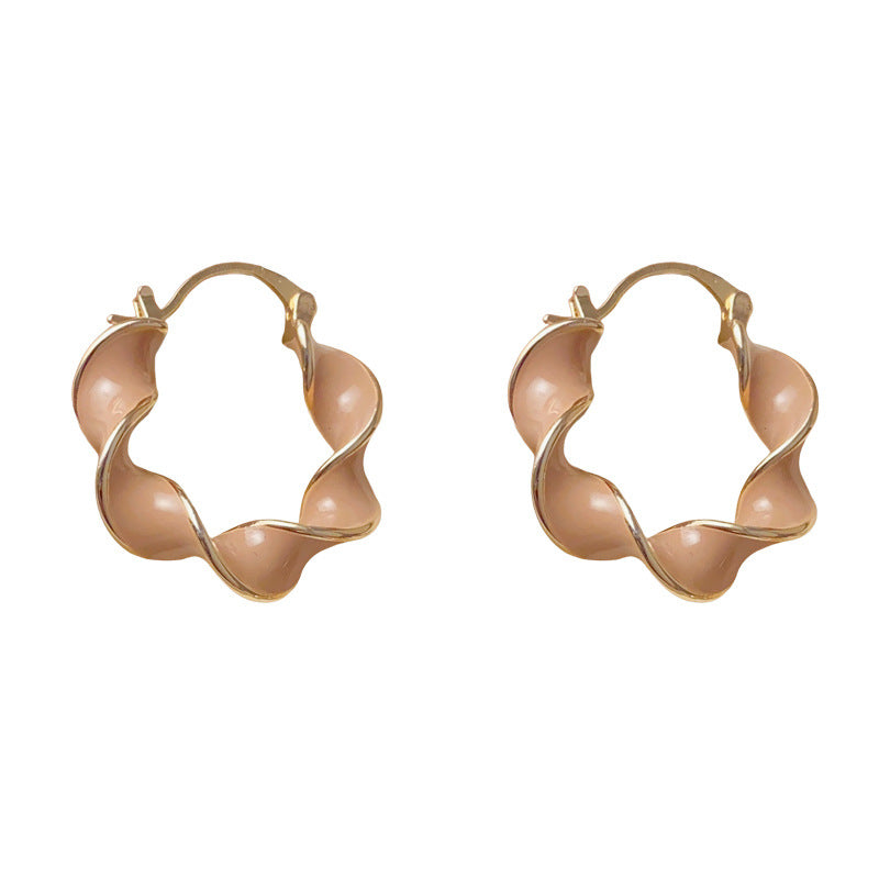 Luxury Khaki Enamel Twisted Rope Ear Cuff Earrings – Minimalist Design