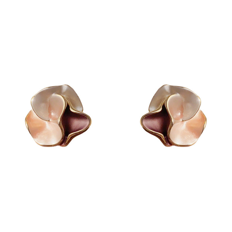 Elegant Contrasting Twisted Petal Stud Earrings – Floral Design