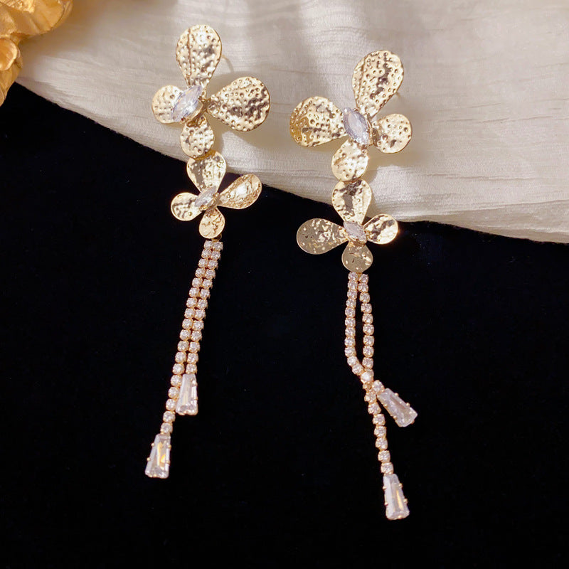 Luxury Zircon Butterfly Tassel Earrings – Elegant Design