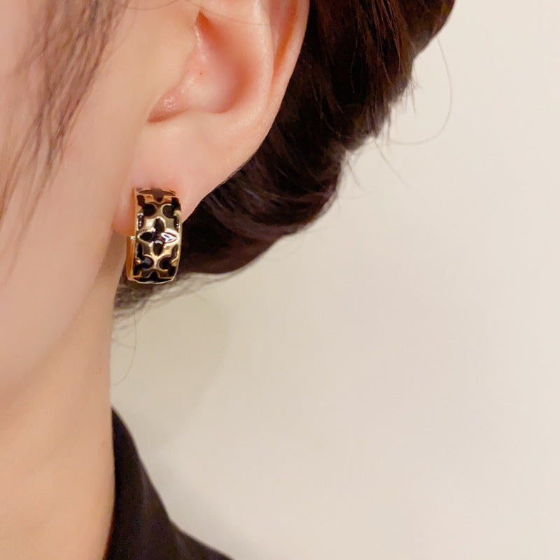 14K Gold-Plated Geometric Leopard Print Hoop Earrings -Chic and Unique