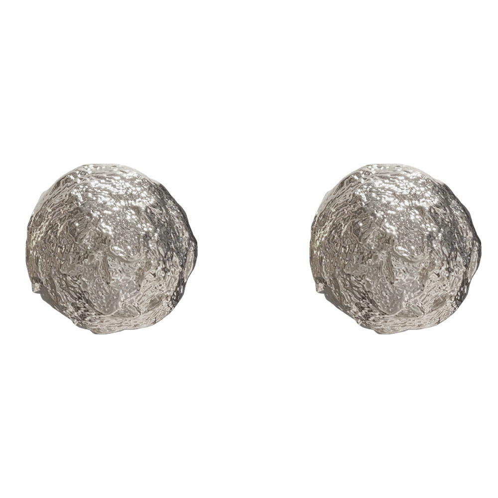 Eaioncol Irregular Texture Circle Stud Earrings 18K Gold Silver